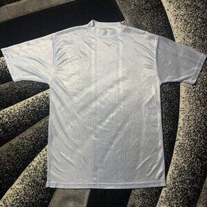 Virgola Light Blue Silk Striped T-Shirt